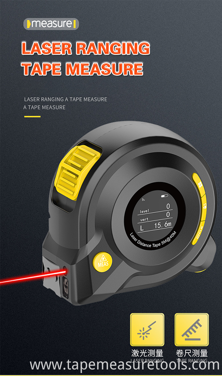 3 in 1 Multifunctional laser distance measuring tape 40M Laser distance 5m tape measure with LCD display